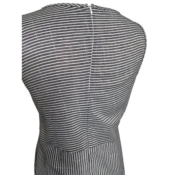 Blue White Pin Striped Large Summer Dress Midi Lightweight Pockets Y2K - Picture 8 of 12